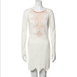 White eye lash lace mini dress